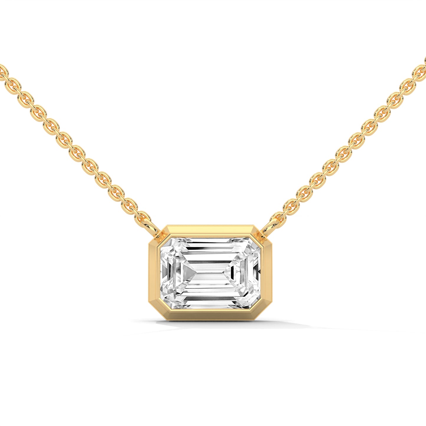 Orlisse Emerald Cut Pendant With Chain