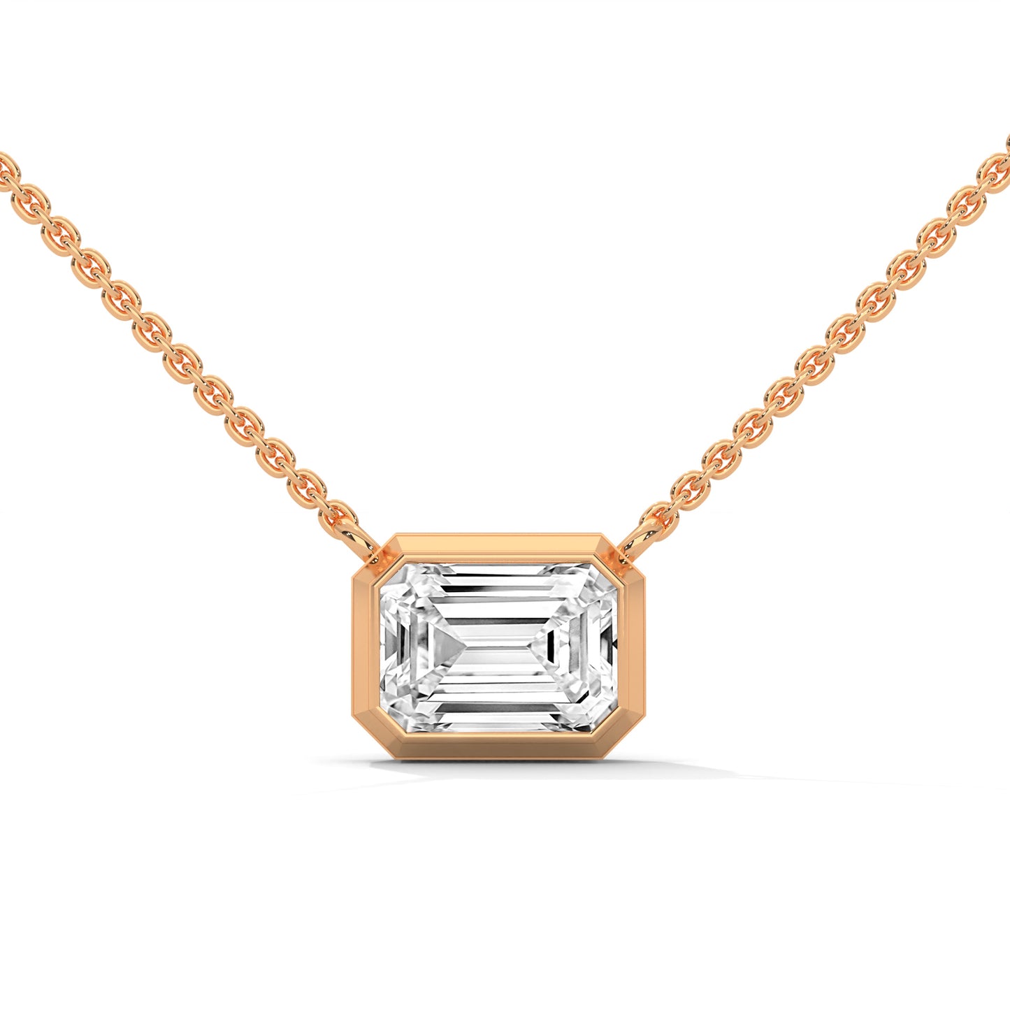 Orlisse Emerald Cut Pendant With Chain