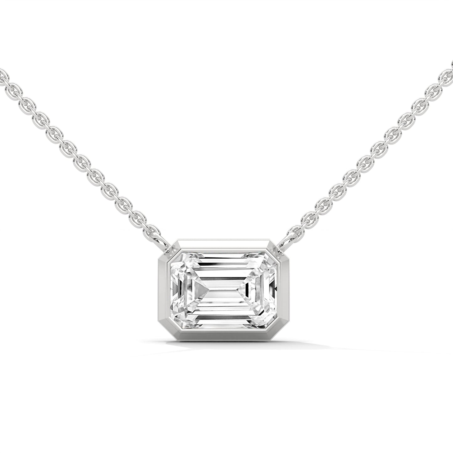 Orlisse Emerald Cut Pendant With Chain