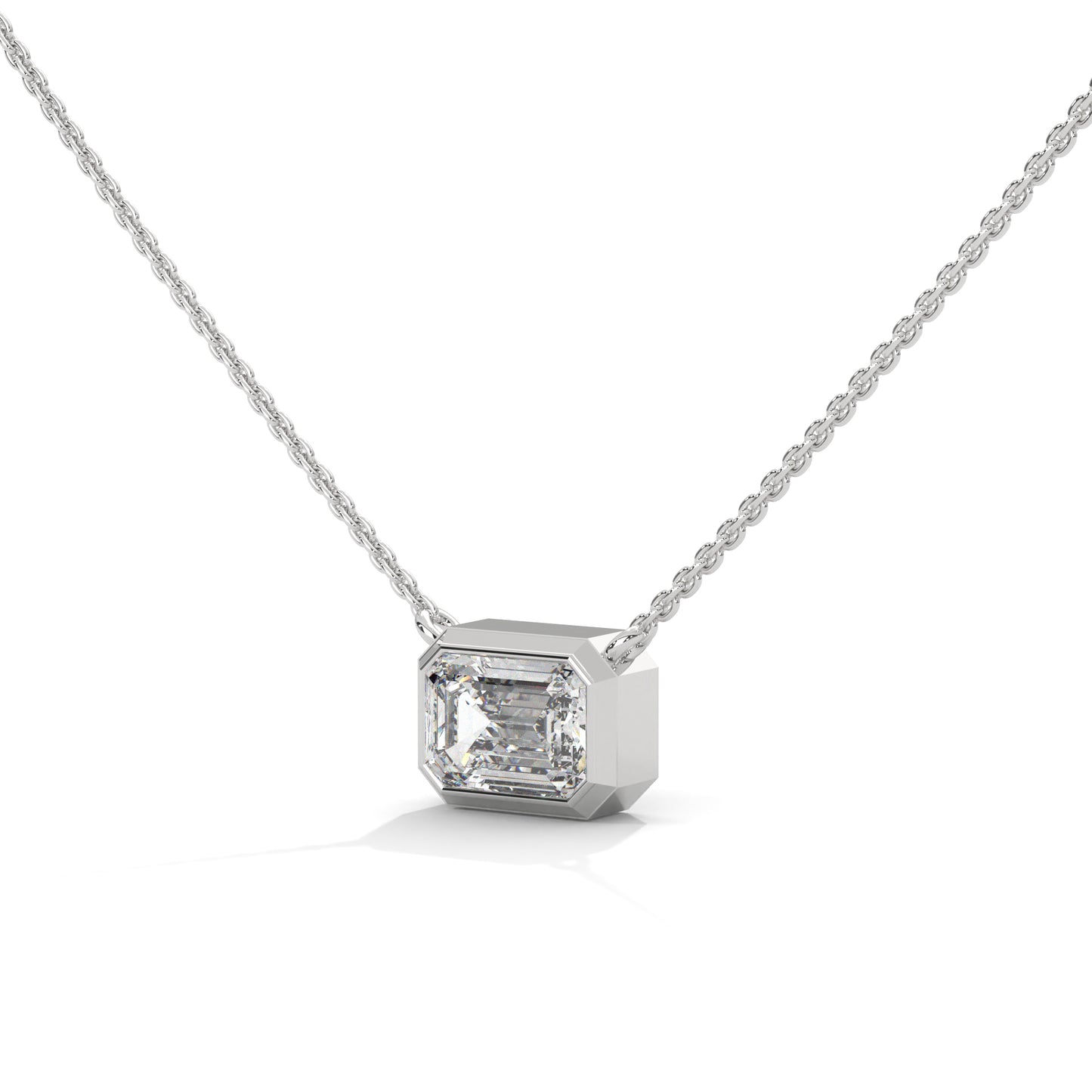 Orlisse Emerald Cut Pendant With Chain