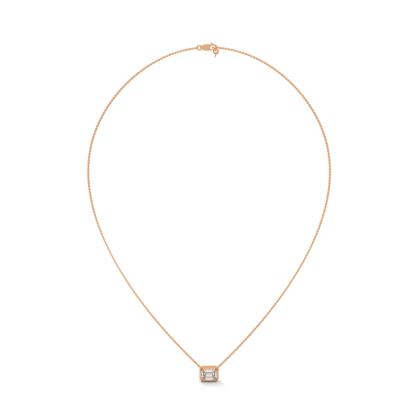 Orlisse Emerald Cut Pendant With Chain
