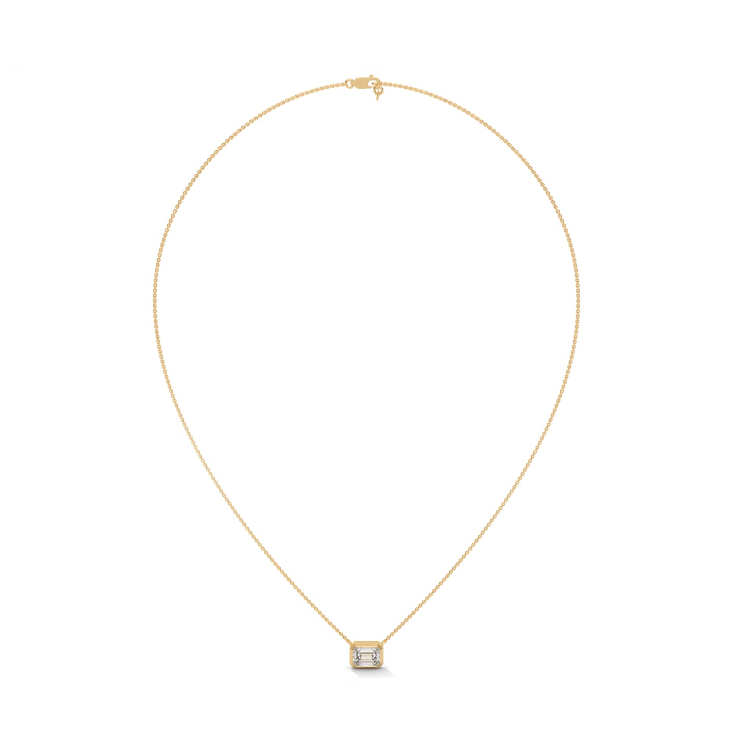Orlisse Emerald Cut Pendant With Chain