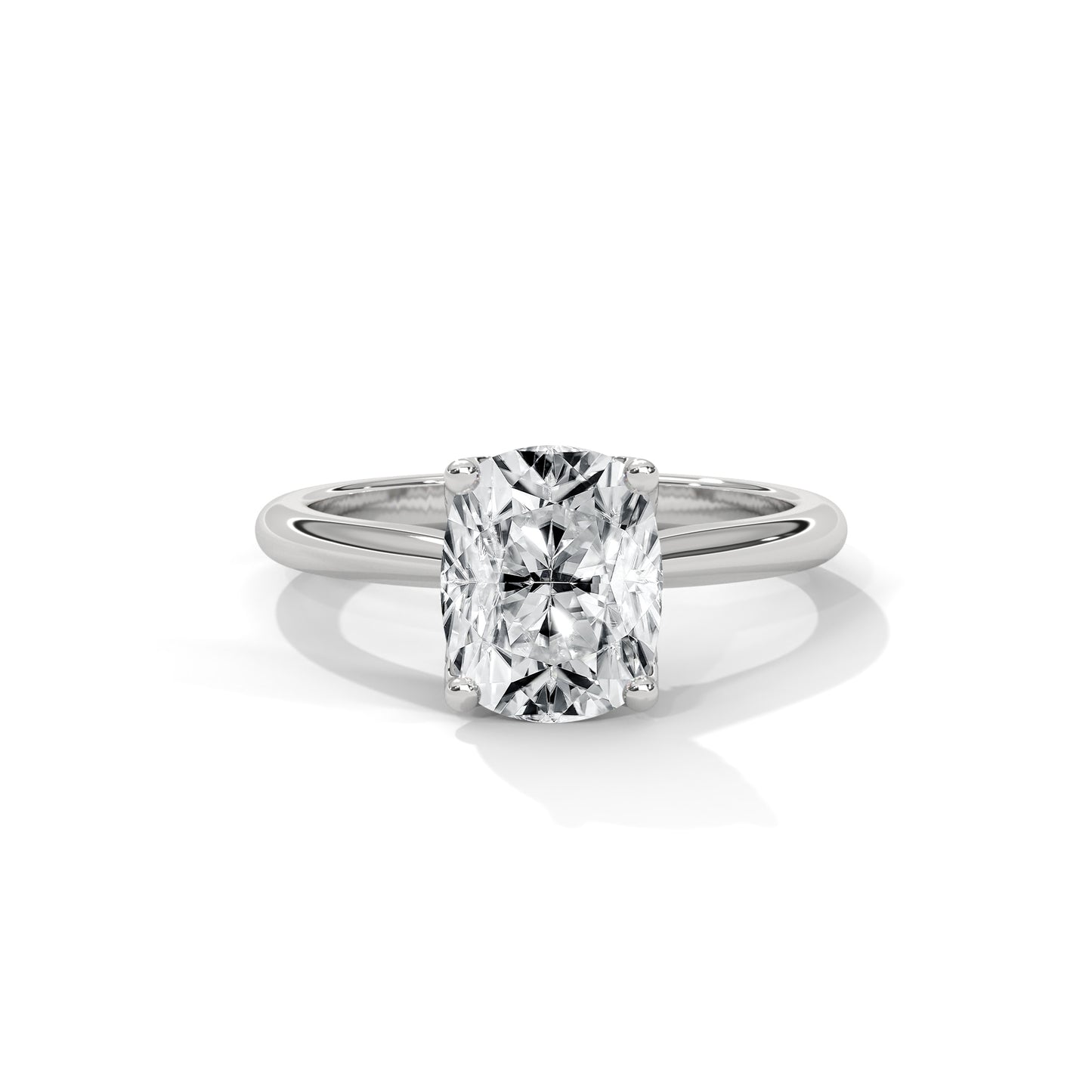 Dazzling Elongated Cushion Solitaire Ring With Hidden Diamonds