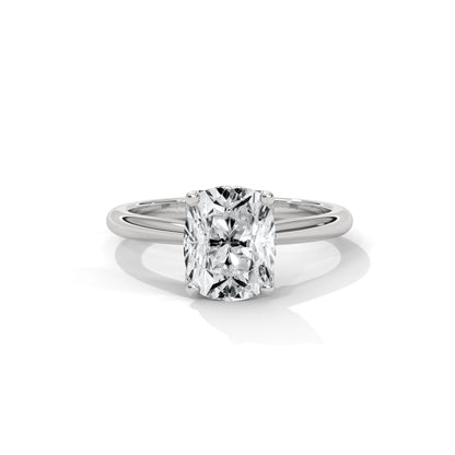 Dazzling Elongated Cushion Solitaire Ring With Hidden Diamonds