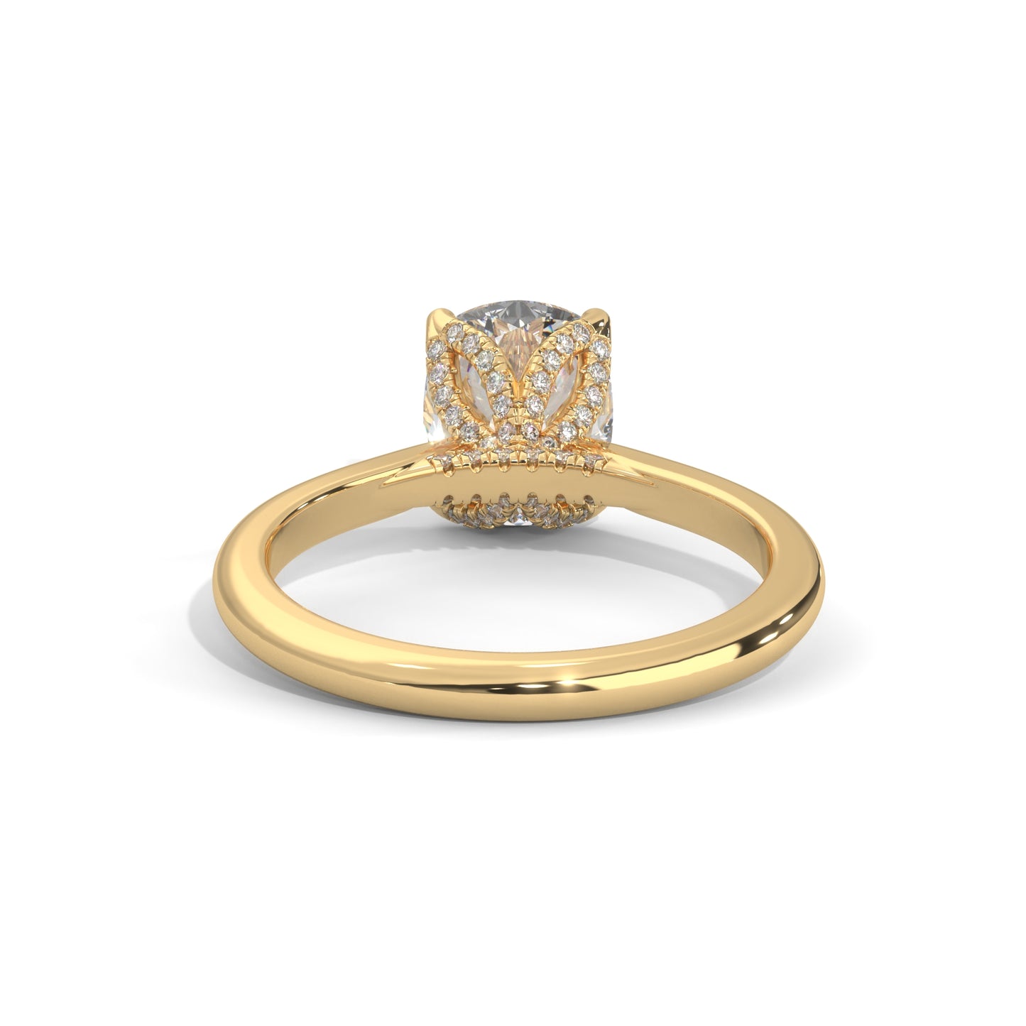 Dazzling Elongated Cushion Solitaire Ring With Hidden Diamonds