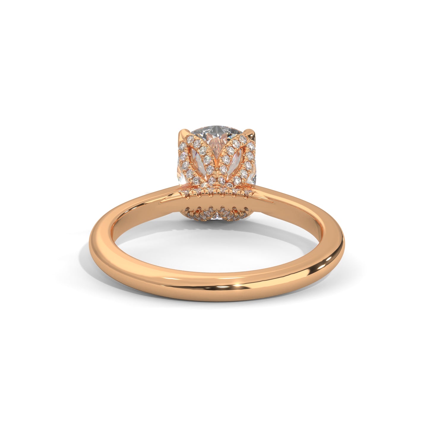 Dazzling Elongated Cushion Solitaire Ring With Hidden Diamonds