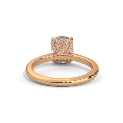 Dazzling Elongated Cushion Solitaire Ring With Hidden Diamonds