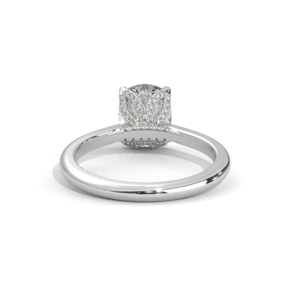 Dazzling Elongated Cushion Solitaire Ring With Hidden Diamonds