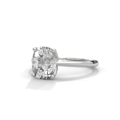 Dazzling Elongated Cushion Solitaire Ring With Hidden Diamonds