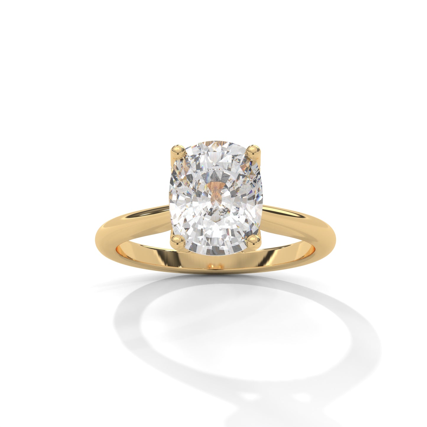 Dazzling Elongated Cushion Solitaire Ring With Hidden Diamonds