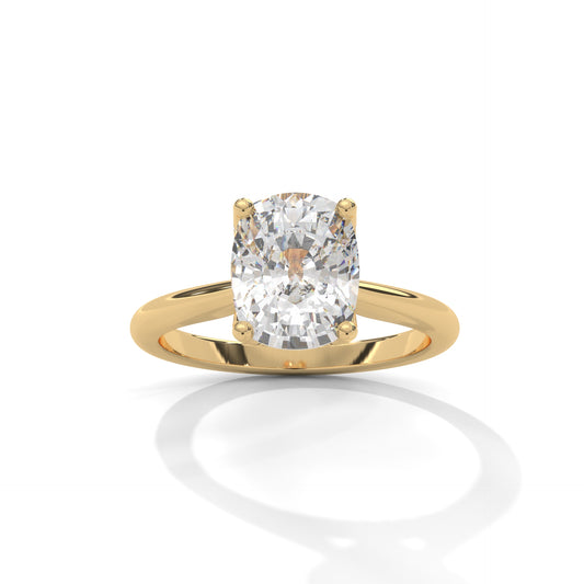 Dazzling Elongated Cushion Solitaire Ring With Hidden Diamonds