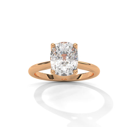 Dazzling Elongated Cushion Solitaire Ring With Hidden Diamonds