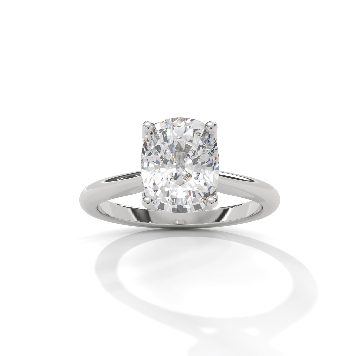 Dazzling Elongated Cushion Solitaire Ring With Hidden Diamonds