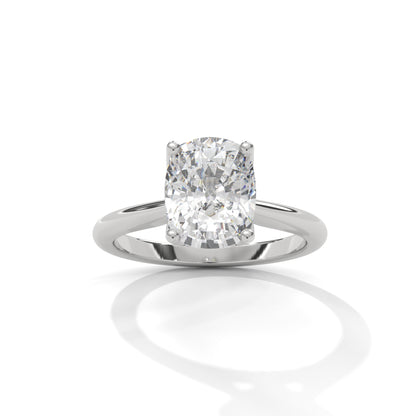 Dazzling Elongated Cushion Solitaire Ring With Hidden Diamonds