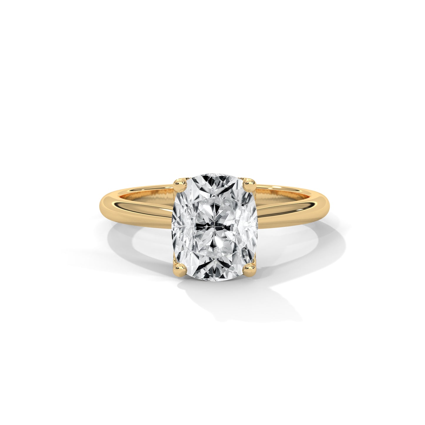 Dazzling Elongated Cushion Solitaire Ring With Hidden Diamonds