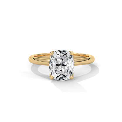 Dazzling Elongated Cushion Solitaire Ring With Hidden Diamonds