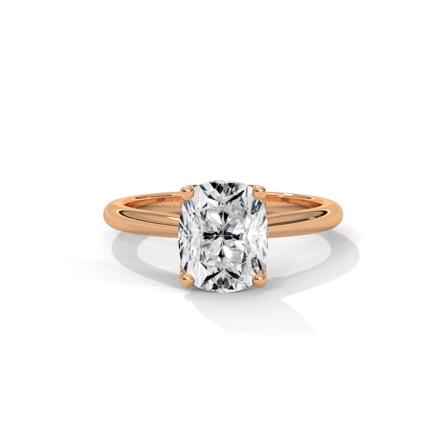 Dazzling Elongated Cushion Solitaire Ring With Hidden Diamonds