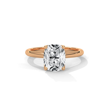 Dazzling Elongated Cushion Solitaire Ring With Hidden Diamonds