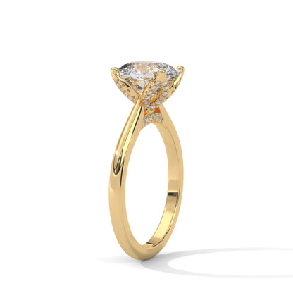 Dazzling Elongated Cushion Solitaire Ring With Hidden Diamonds