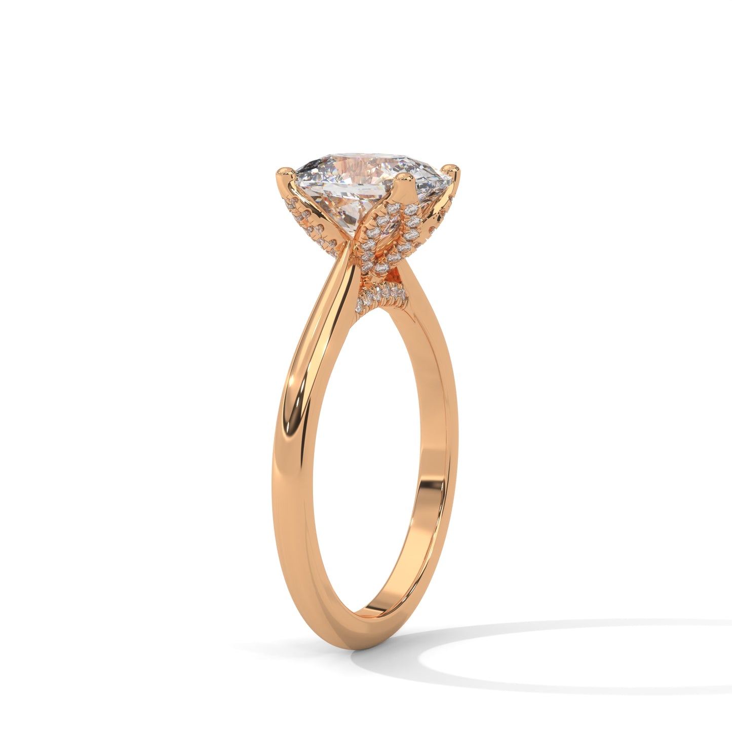 Dazzling Elongated Cushion Solitaire Ring With Hidden Diamonds
