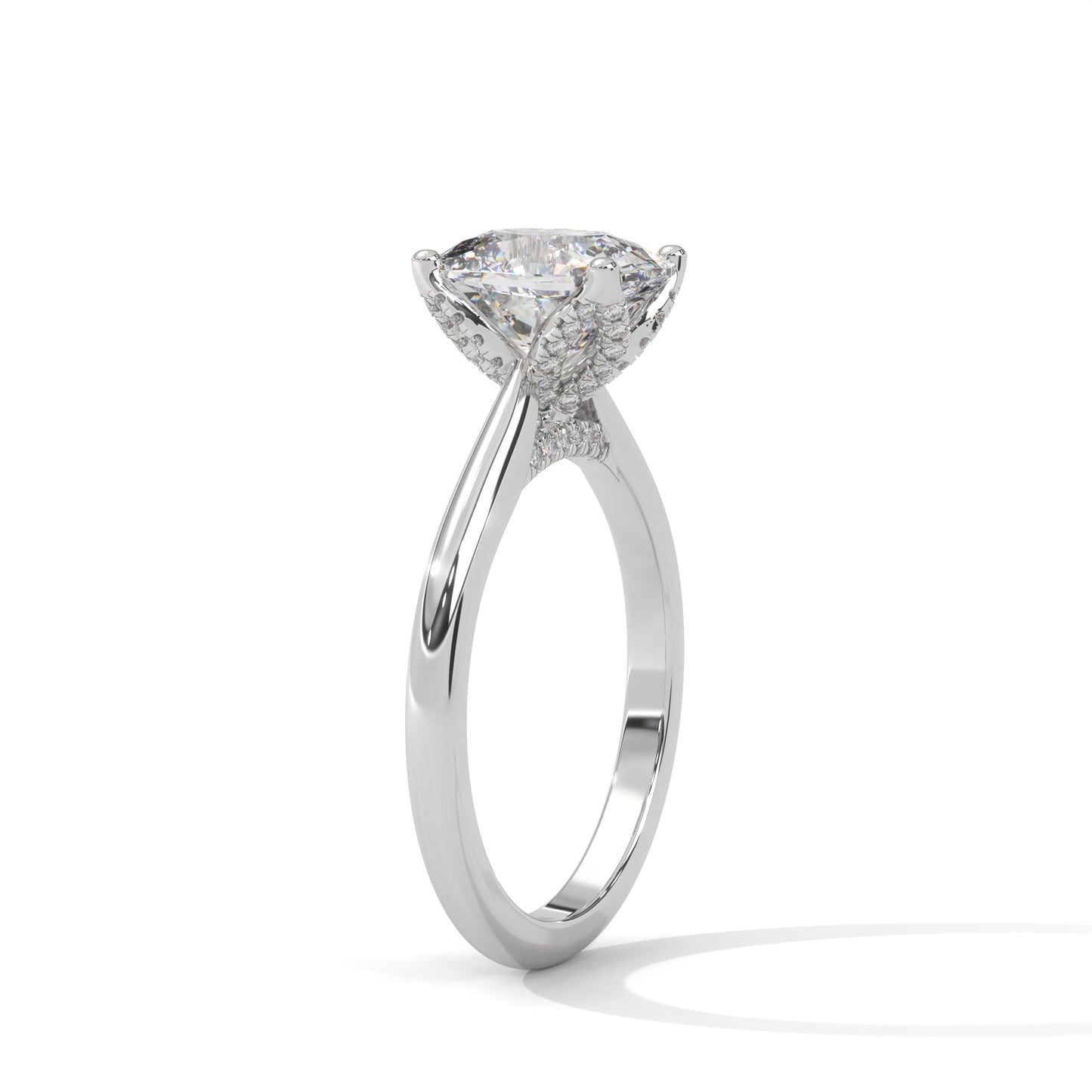 Dazzling Elongated Cushion Solitaire Ring With Hidden Diamonds