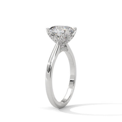 Dazzling Elongated Cushion Solitaire Ring With Hidden Diamonds