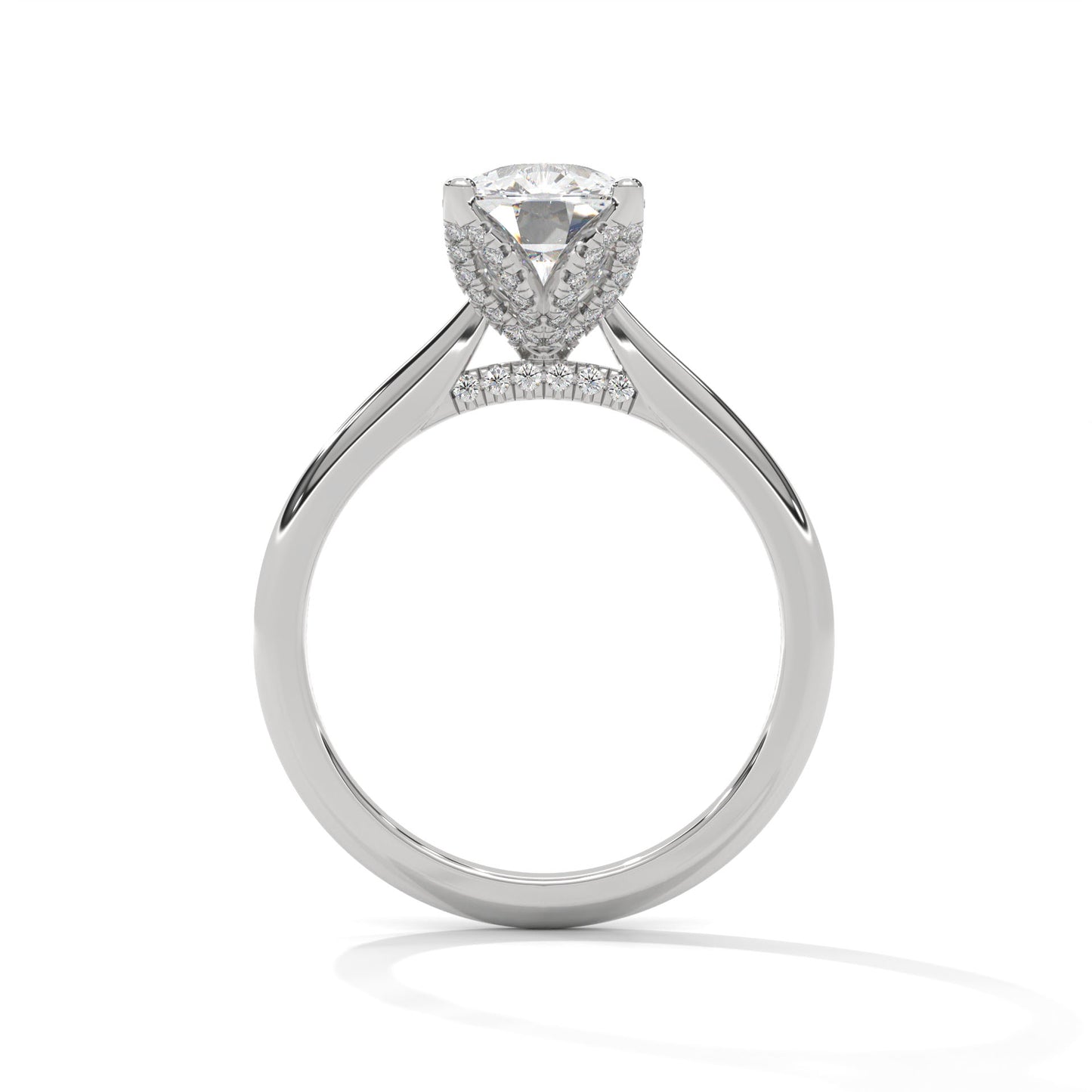Dazzling Elongated Cushion Solitaire Ring With Hidden Diamonds