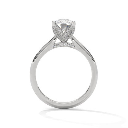 Dazzling Elongated Cushion Solitaire Ring With Hidden Diamonds