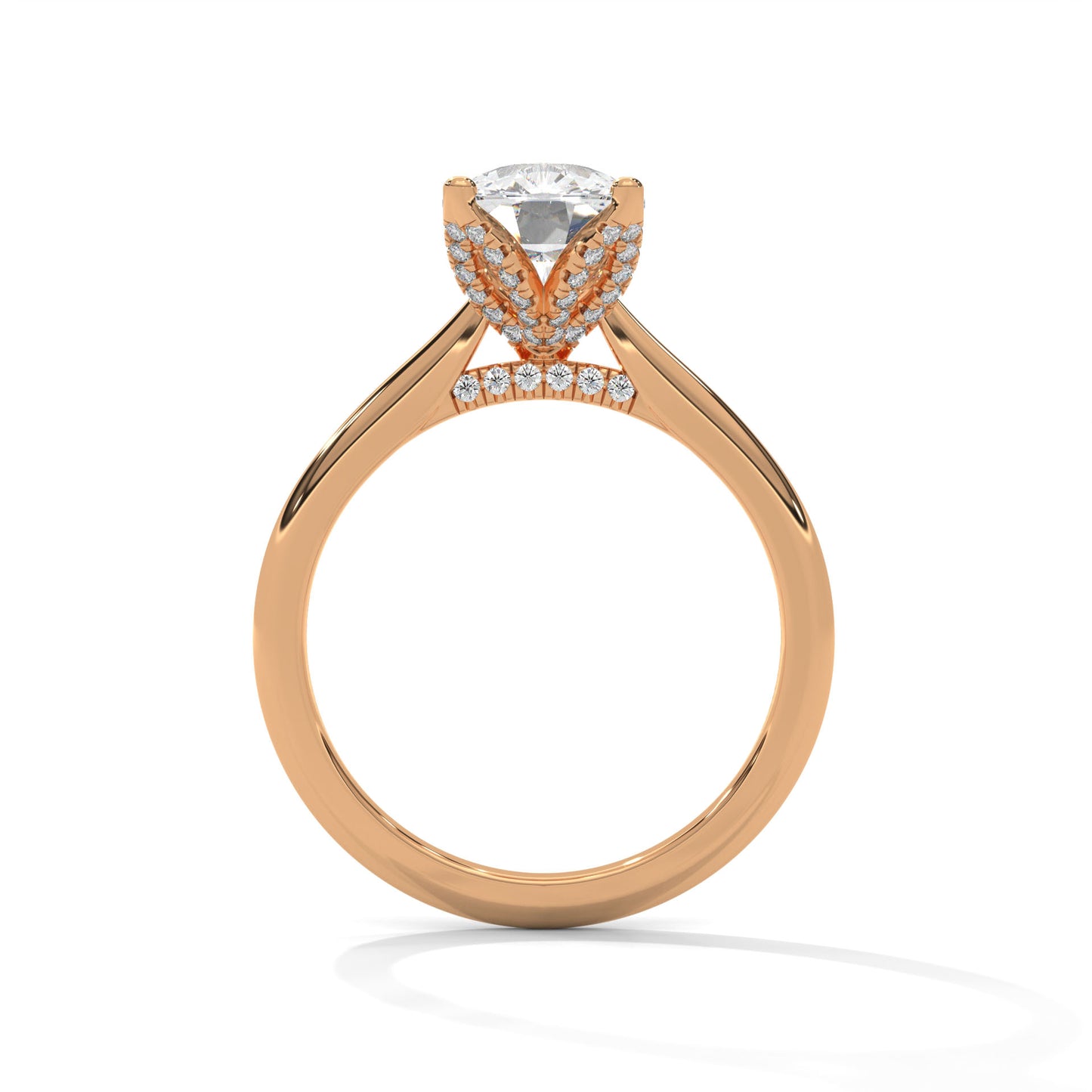 Dazzling Elongated Cushion Solitaire Ring With Hidden Diamonds