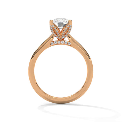 Dazzling Elongated Cushion Solitaire Ring With Hidden Diamonds