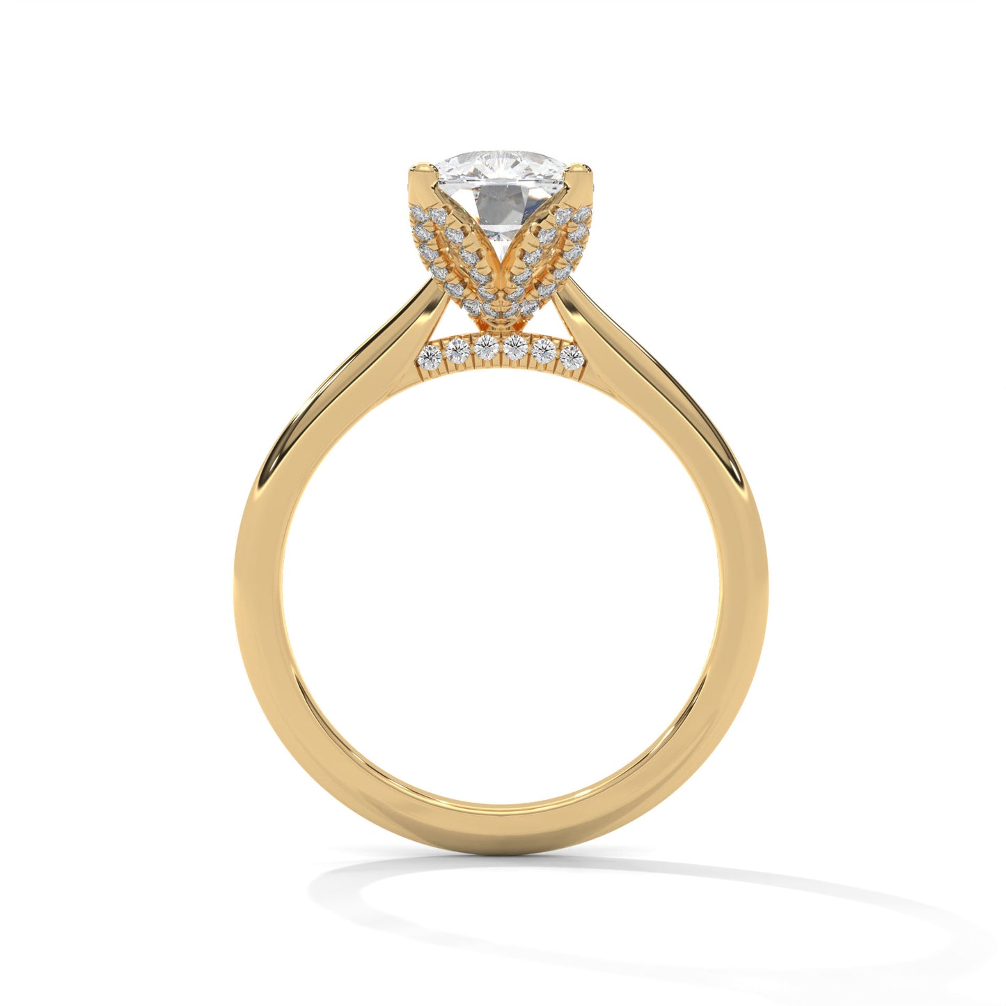 Dazzling Elongated Cushion Solitaire Ring With Hidden Diamonds