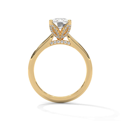 Dazzling Elongated Cushion Solitaire Ring With Hidden Diamonds