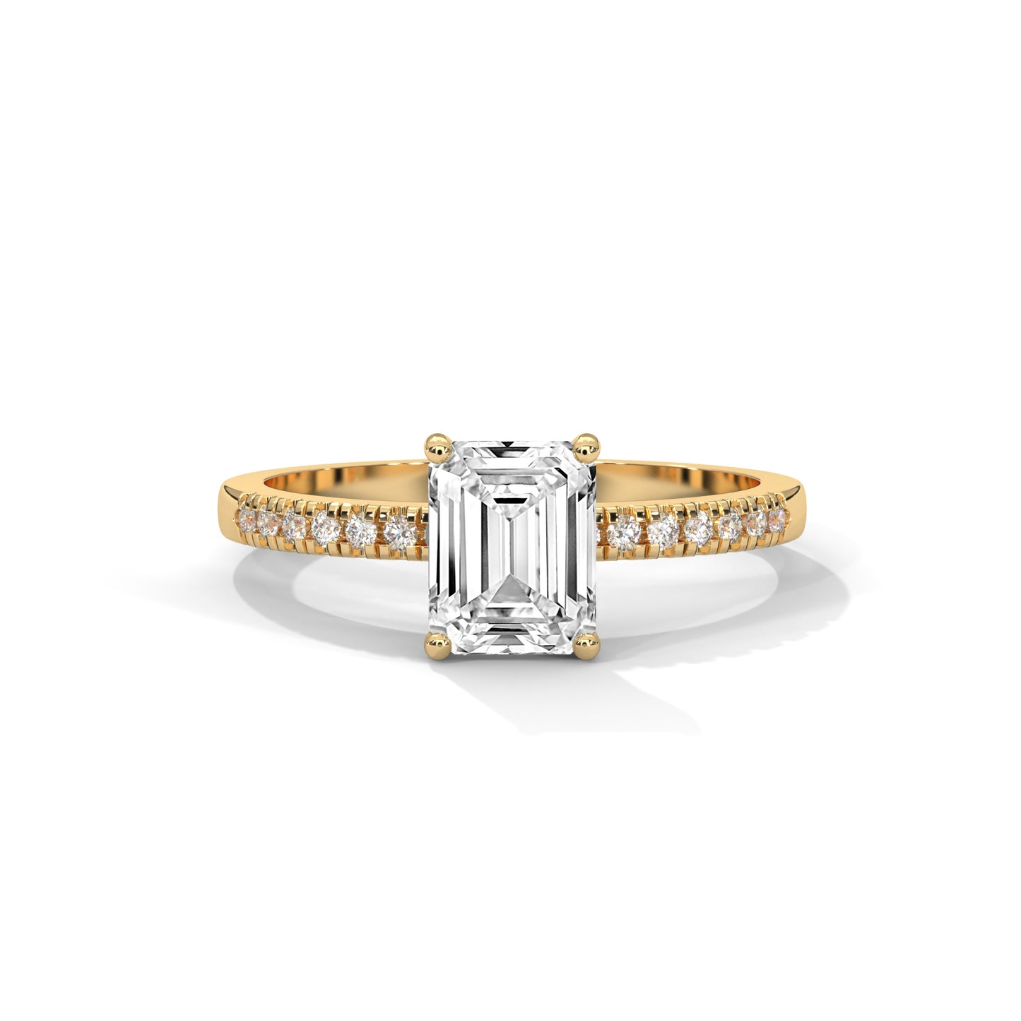 Serene Emerald Cut Side Stones Ring
