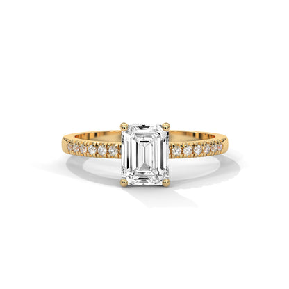 Serene Emerald Cut Side Stones Ring