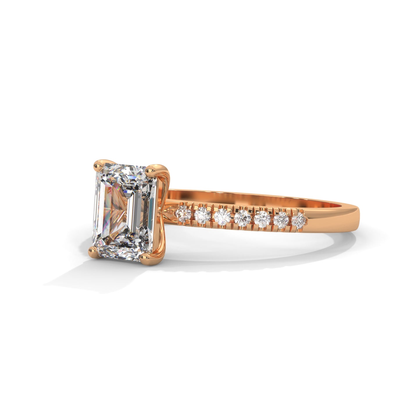 Serene Emerald Cut Side Stones Ring