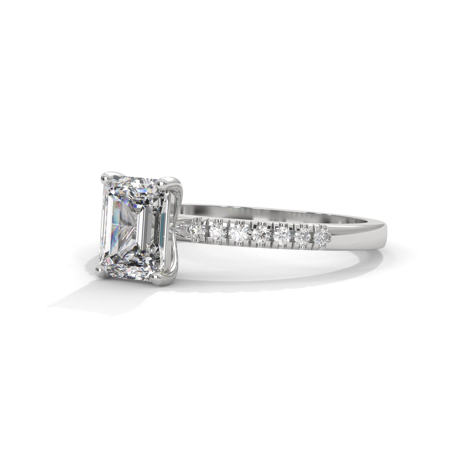 Serene Emerald Cut Side Stones Ring