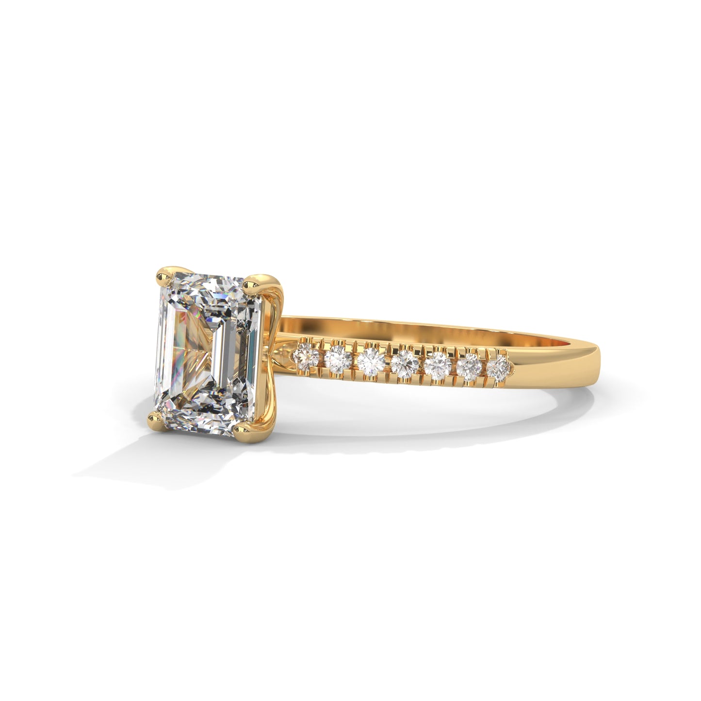 Serene Emerald Cut Side Stones Ring
