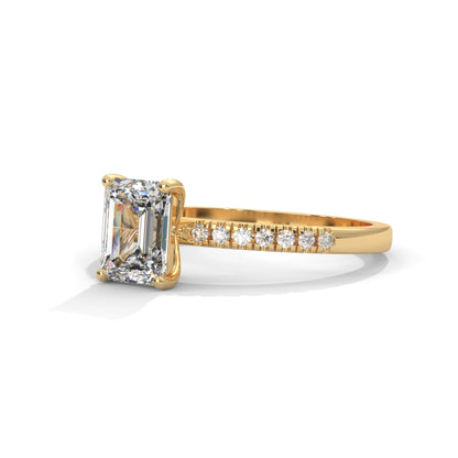 Serene Emerald Cut Side Stones Ring