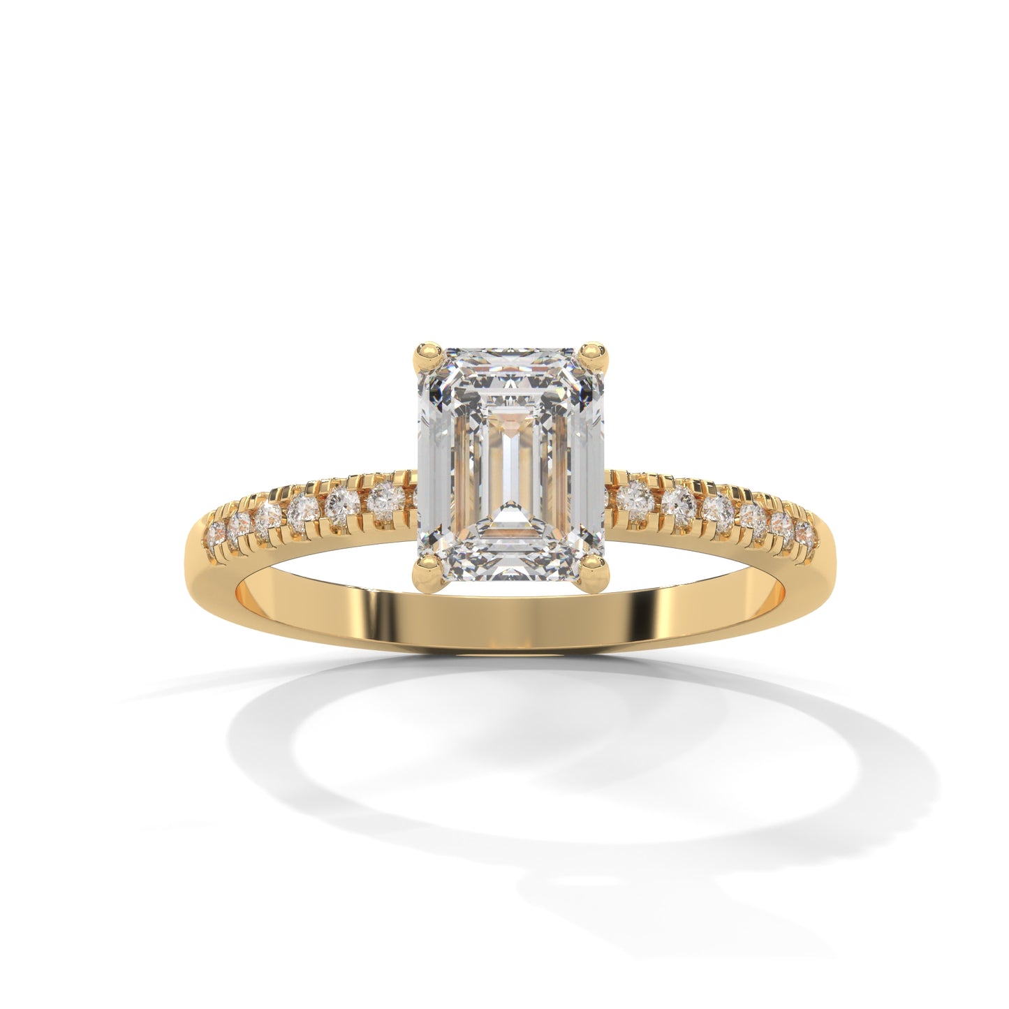 Serene Emerald Cut Side Stones Ring