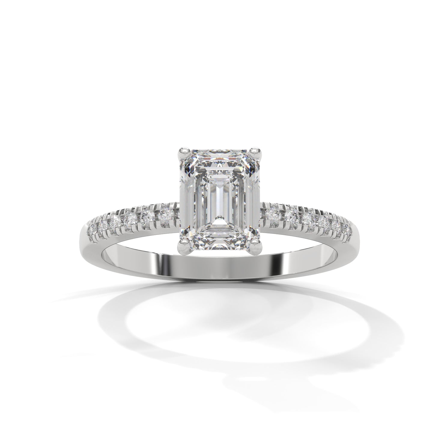 Serene Emerald Cut Side Stones Ring