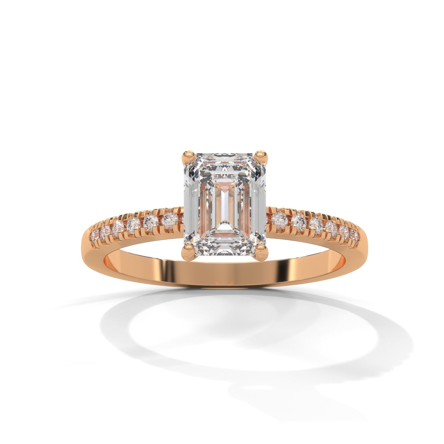 Serene Emerald Cut Side Stones Ring
