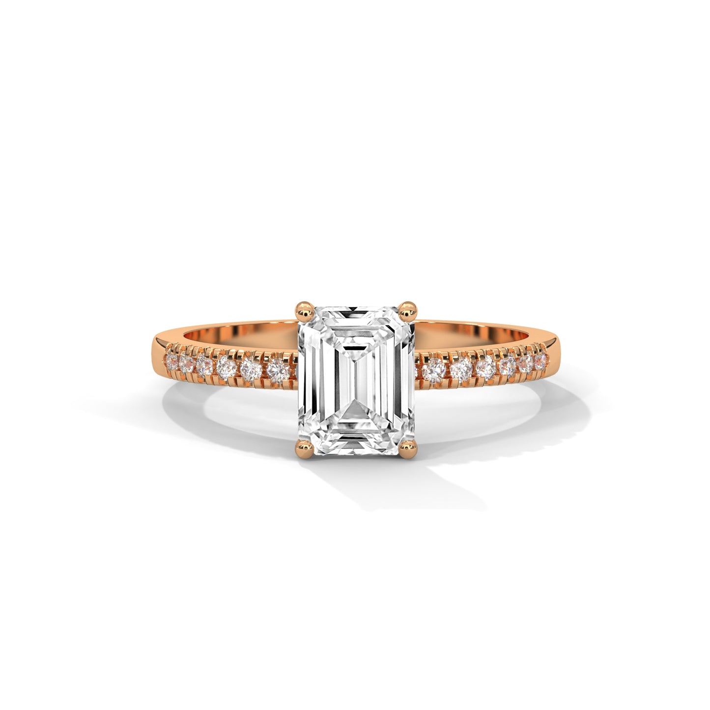 Serene Emerald Cut Side Stones Ring