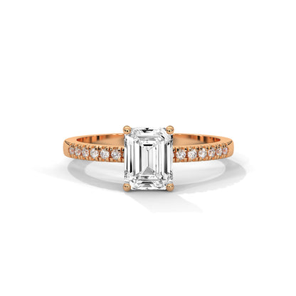 Serene Emerald Cut Side Stones Ring