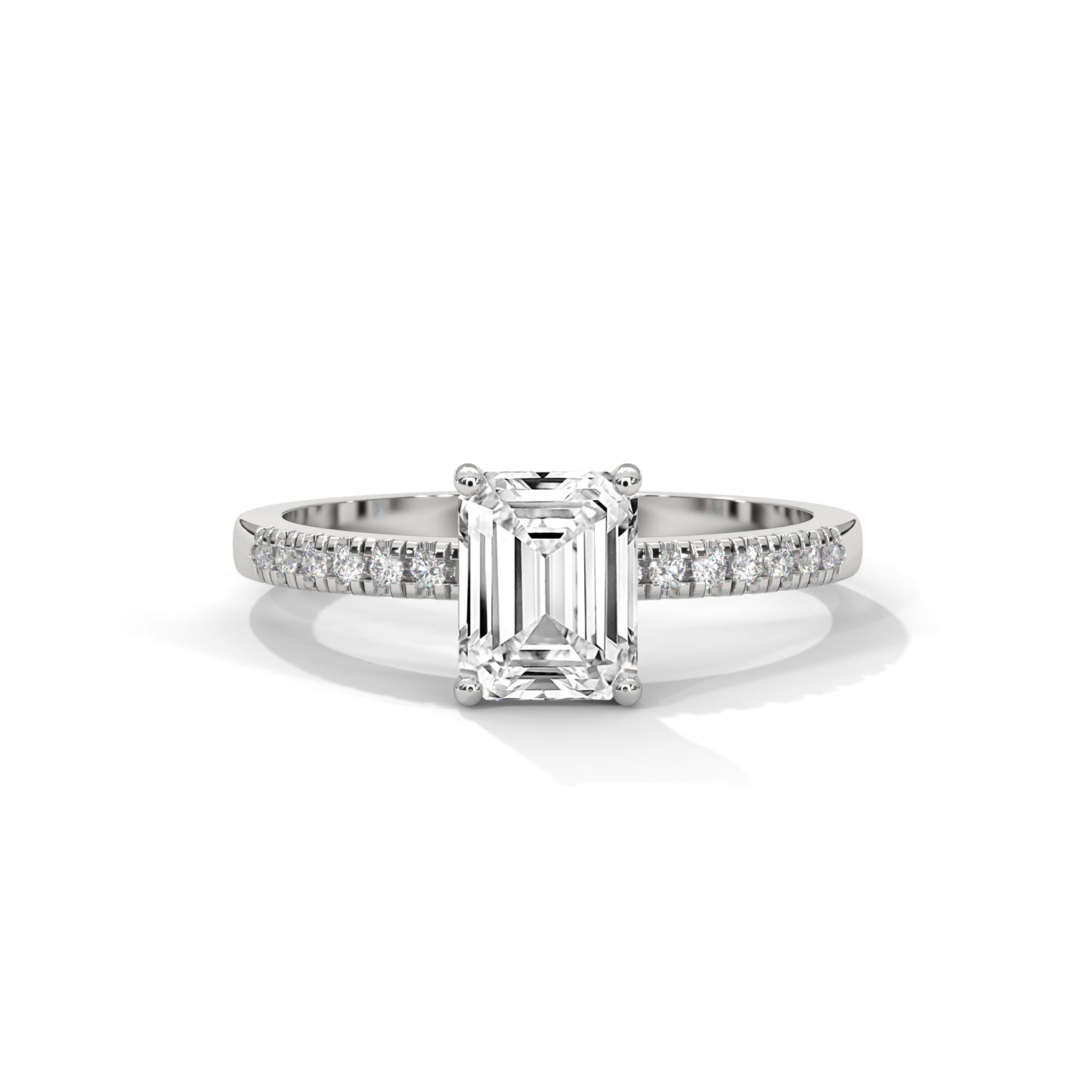 Serene Emerald Cut Side Stones Ring