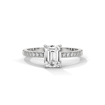 Serene Emerald Cut Side Stones Ring