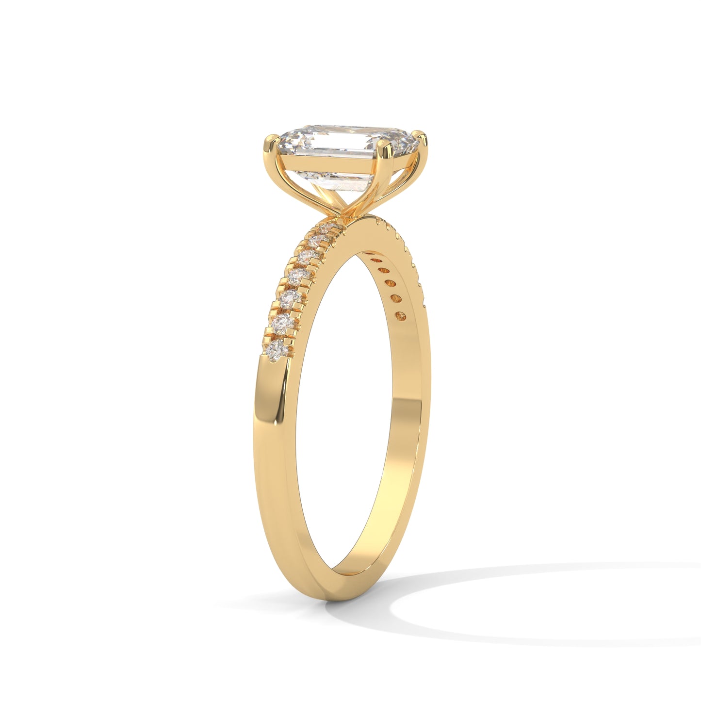 Serene Emerald Cut Side Stones Ring