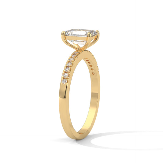 Serene Emerald Cut Side Stones Ring