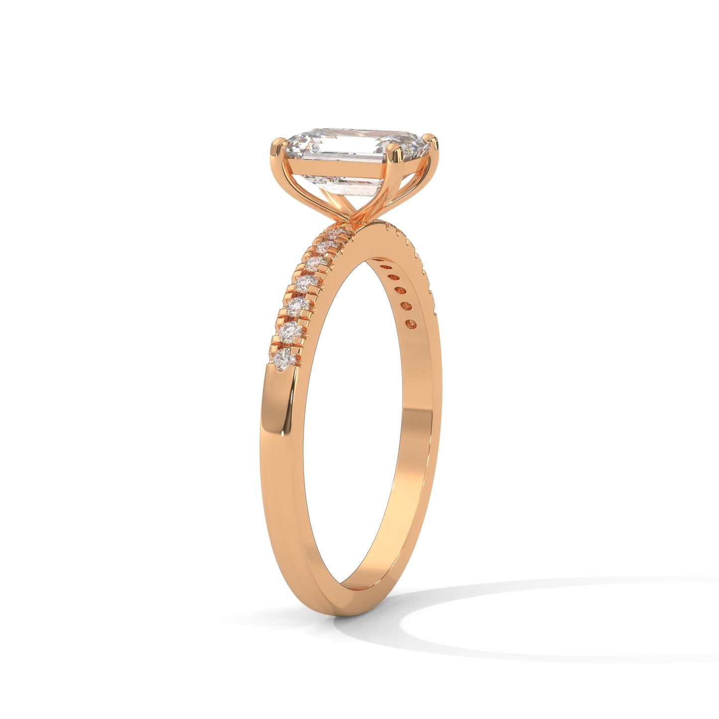 Serene Emerald Cut Side Stones Ring