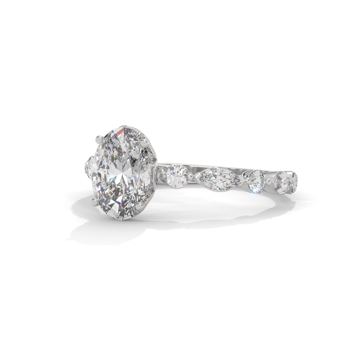 Opulent Oval Side Stone Ring