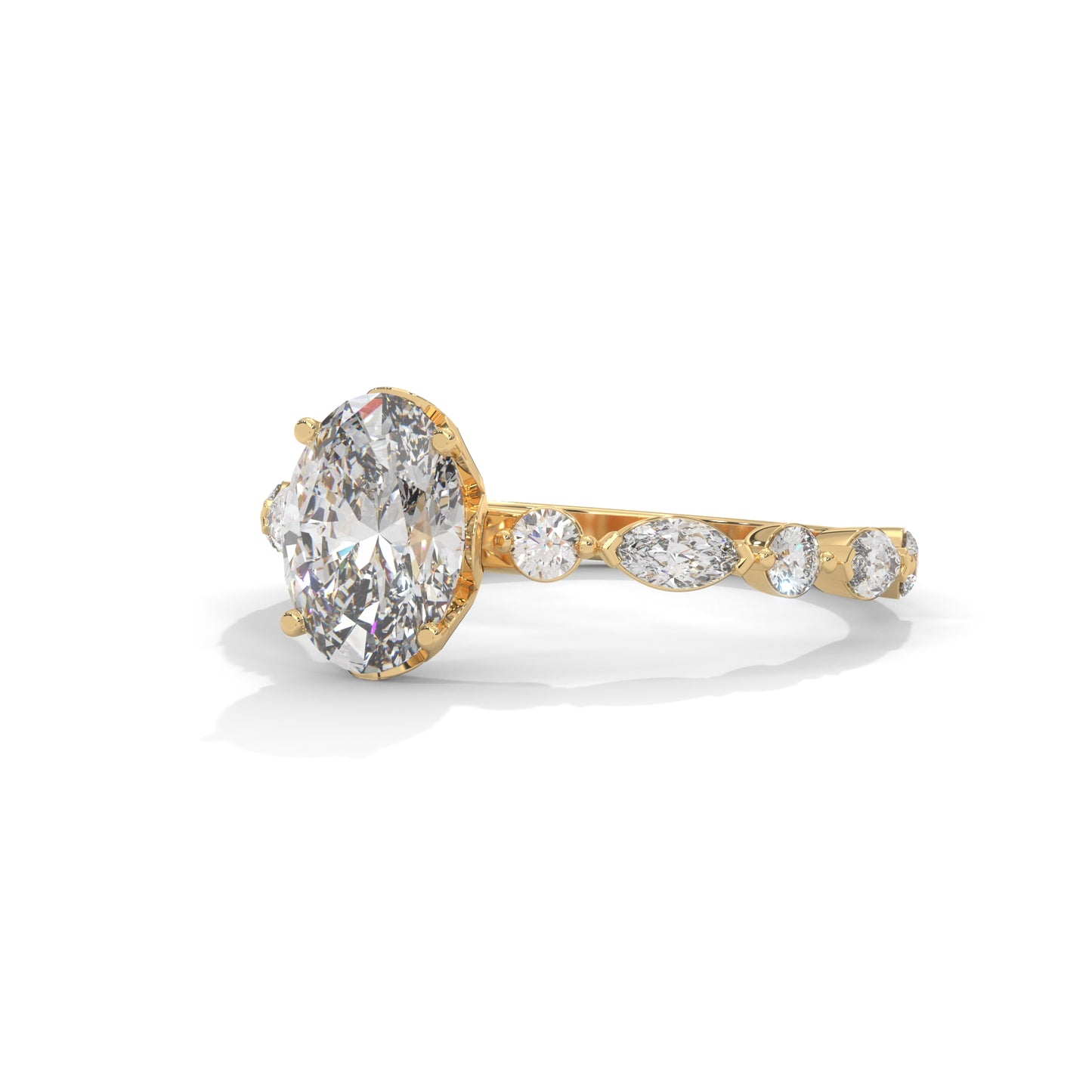 Opulent Oval Side Stone Ring